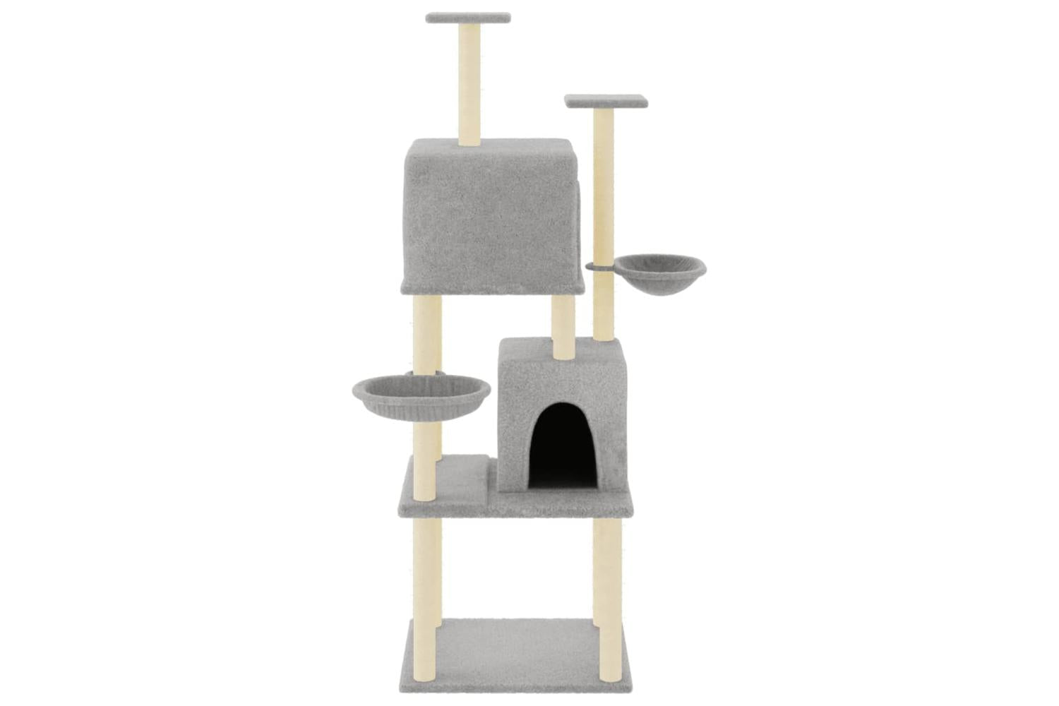 Cat Tree With Sisal Scratching Posts Light Grey 180 Cm-3