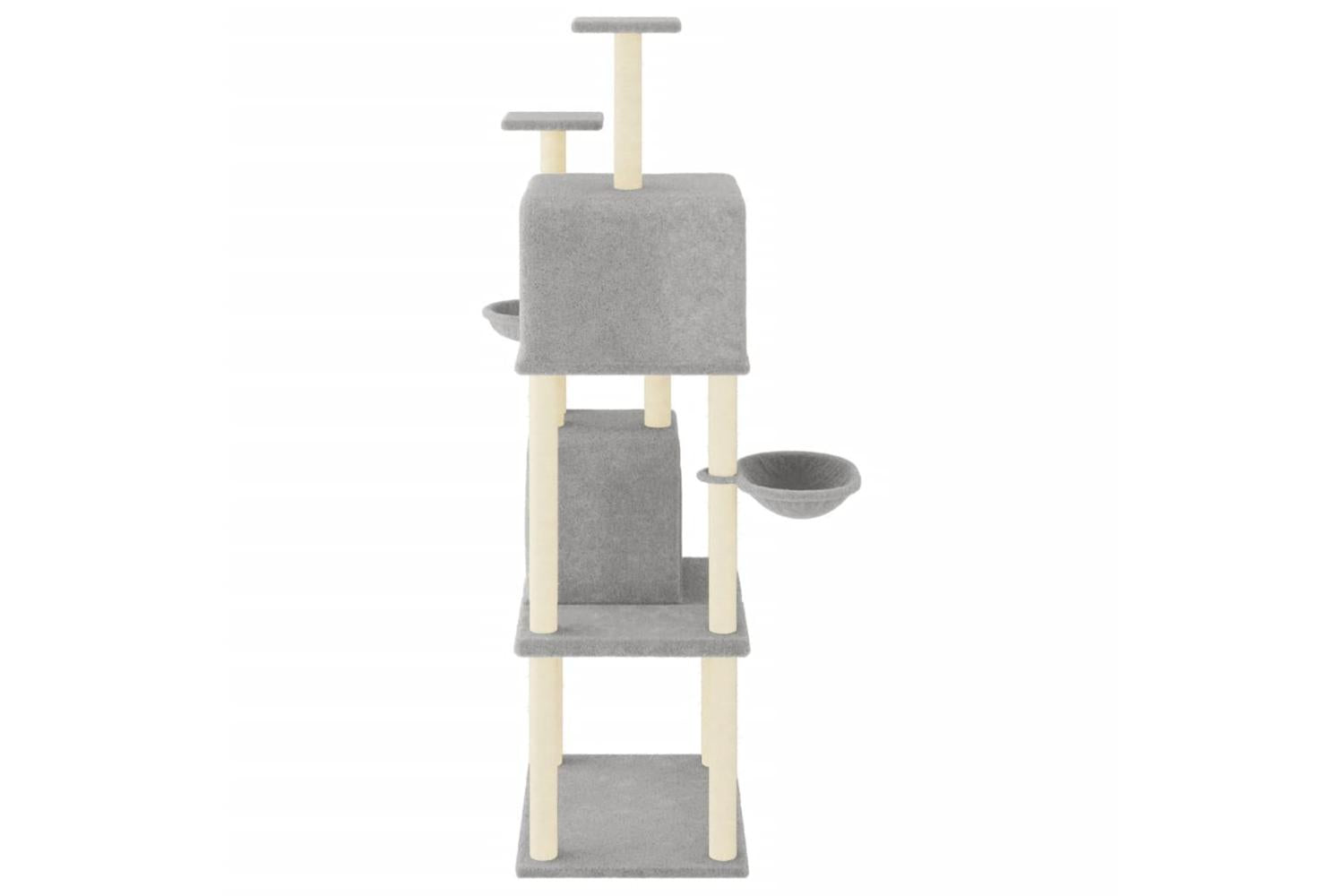 Cat Tree With Sisal Scratching Posts Light Grey 180 Cm-4