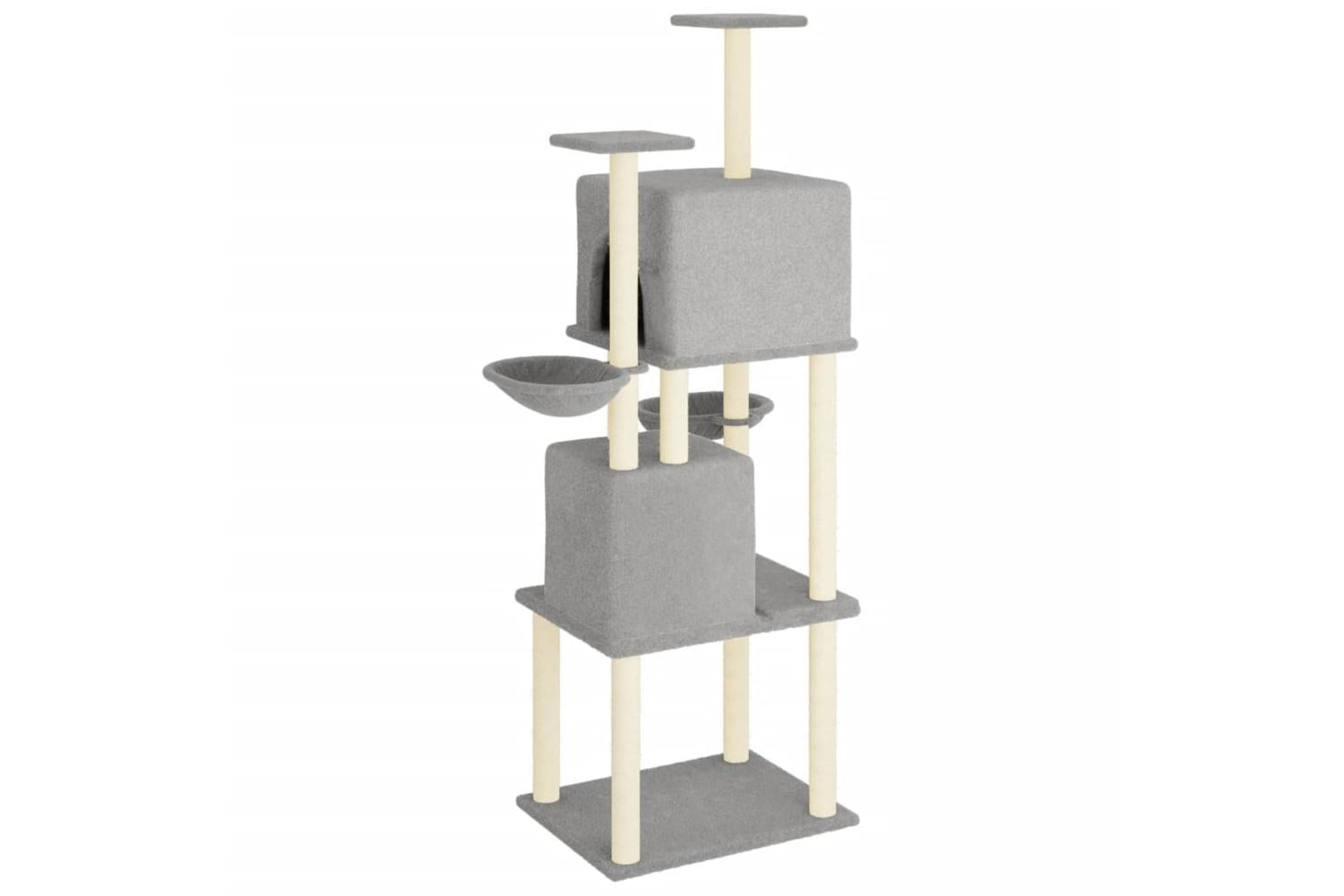 Cat Tree With Sisal Scratching Posts Light Grey 180 Cm-5