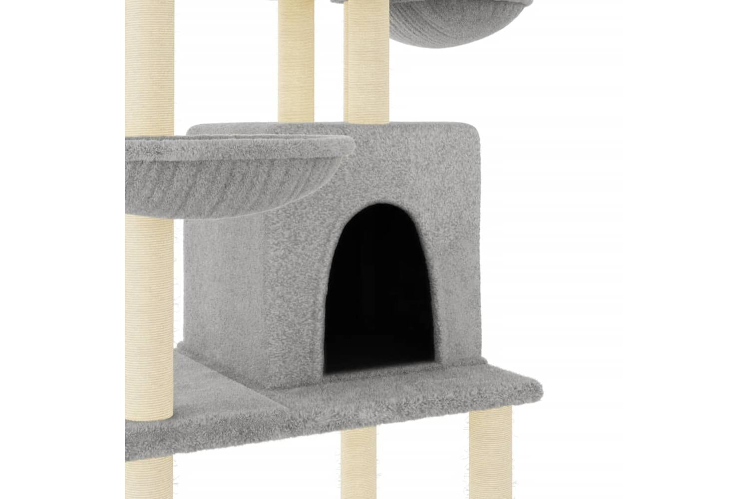 Cat Tree With Sisal Scratching Posts Light Grey 180 Cm-6