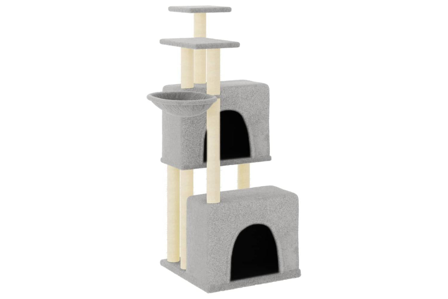 Cat Tree With Sisal Scratching Posts Light Grey 122 Cm