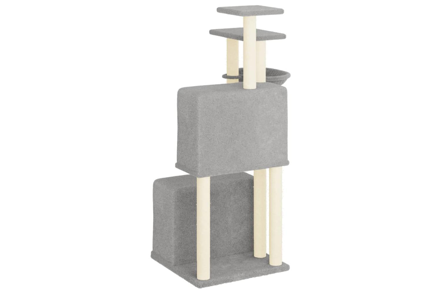 Cat Tree With Sisal Scratching Posts Light Grey 122 Cm-5