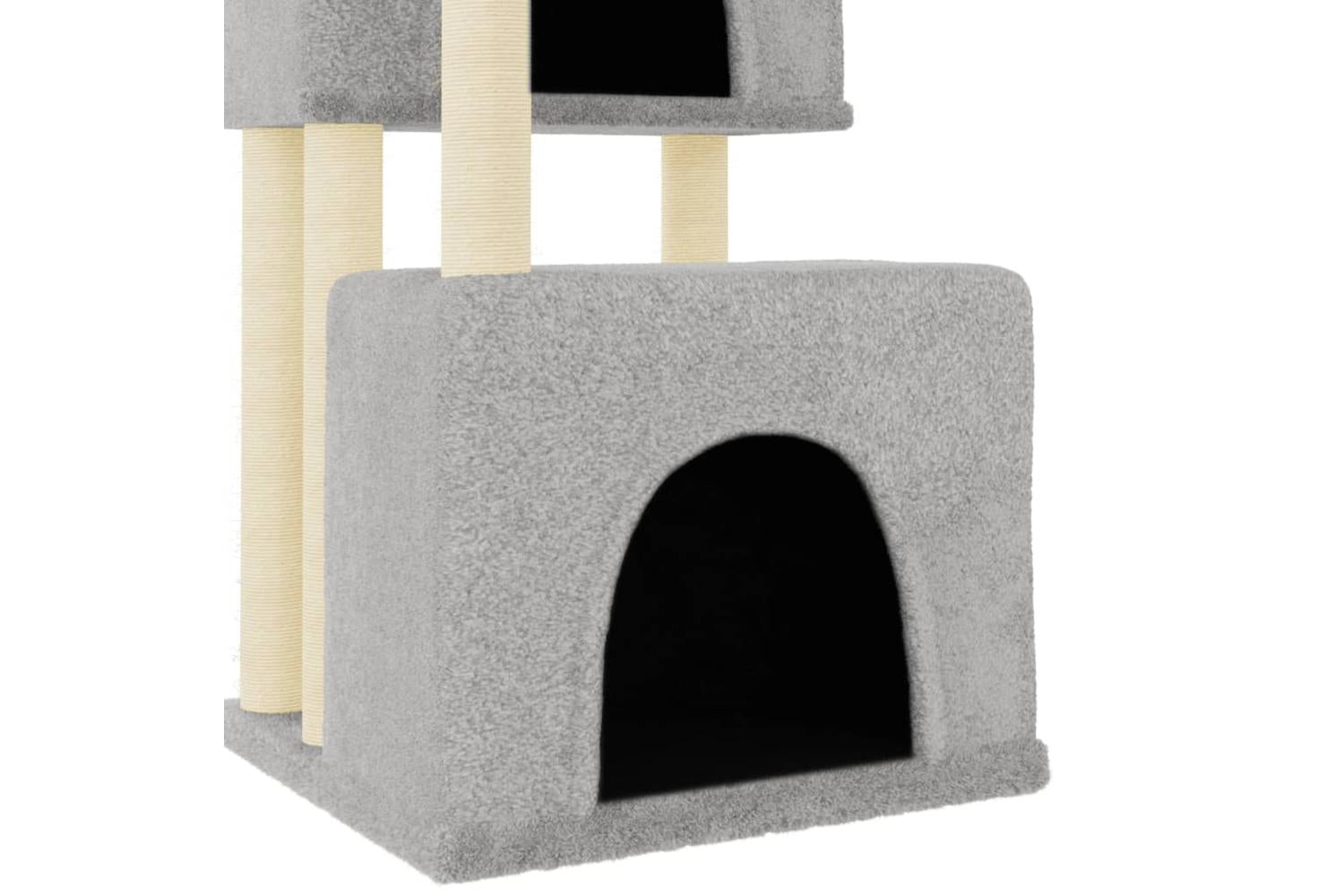 Cat Tree With Sisal Scratching Posts Light Grey 122 Cm-6