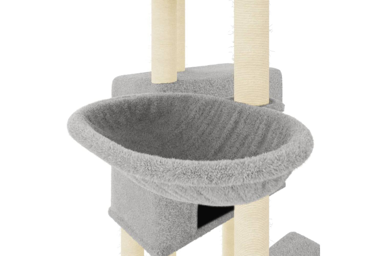 Cat Tree With Sisal Scratching Posts Light Grey 122 Cm-7