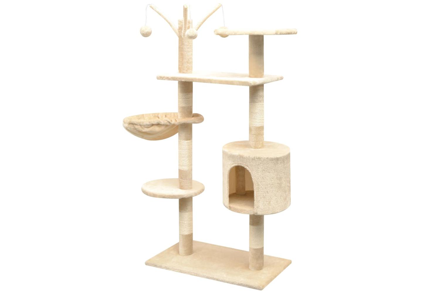 Cat Tree With Sisal Scratching Posts 125 Cm Beige-2