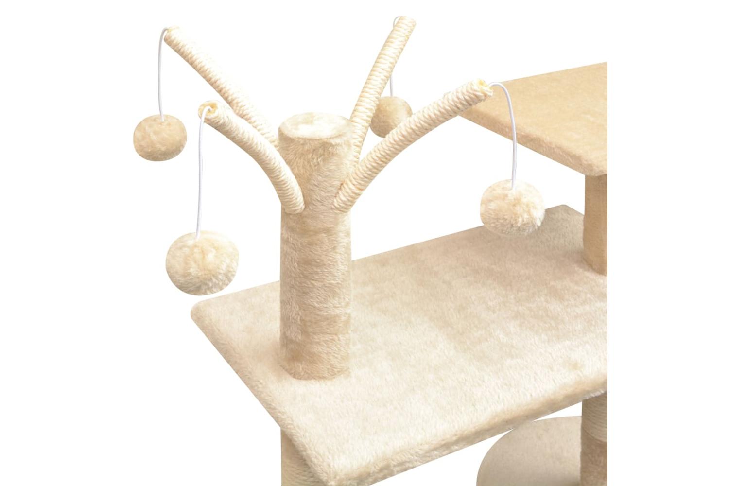 Cat Tree With Sisal Scratching Posts 125 Cm Beige-4
