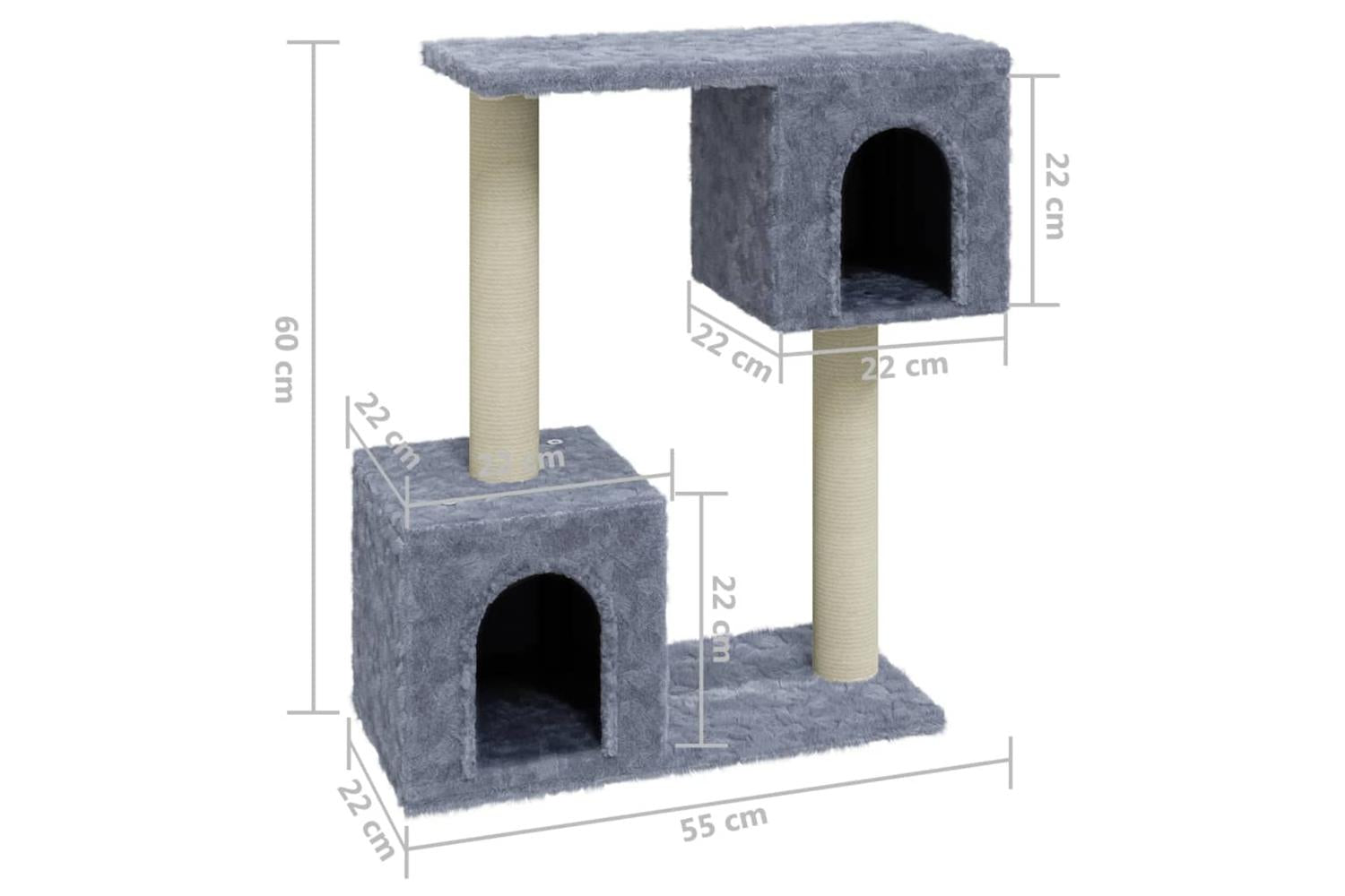 Cat Tree With Sisal Scratching Posts Light Grey 60 Cm-6