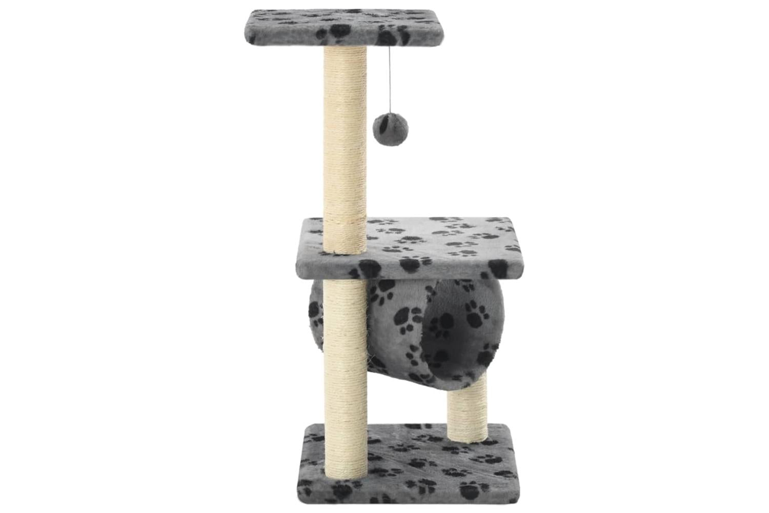 Cat Tree With Sisal Scratching Posts 65 Cm Grey Paw Print-3