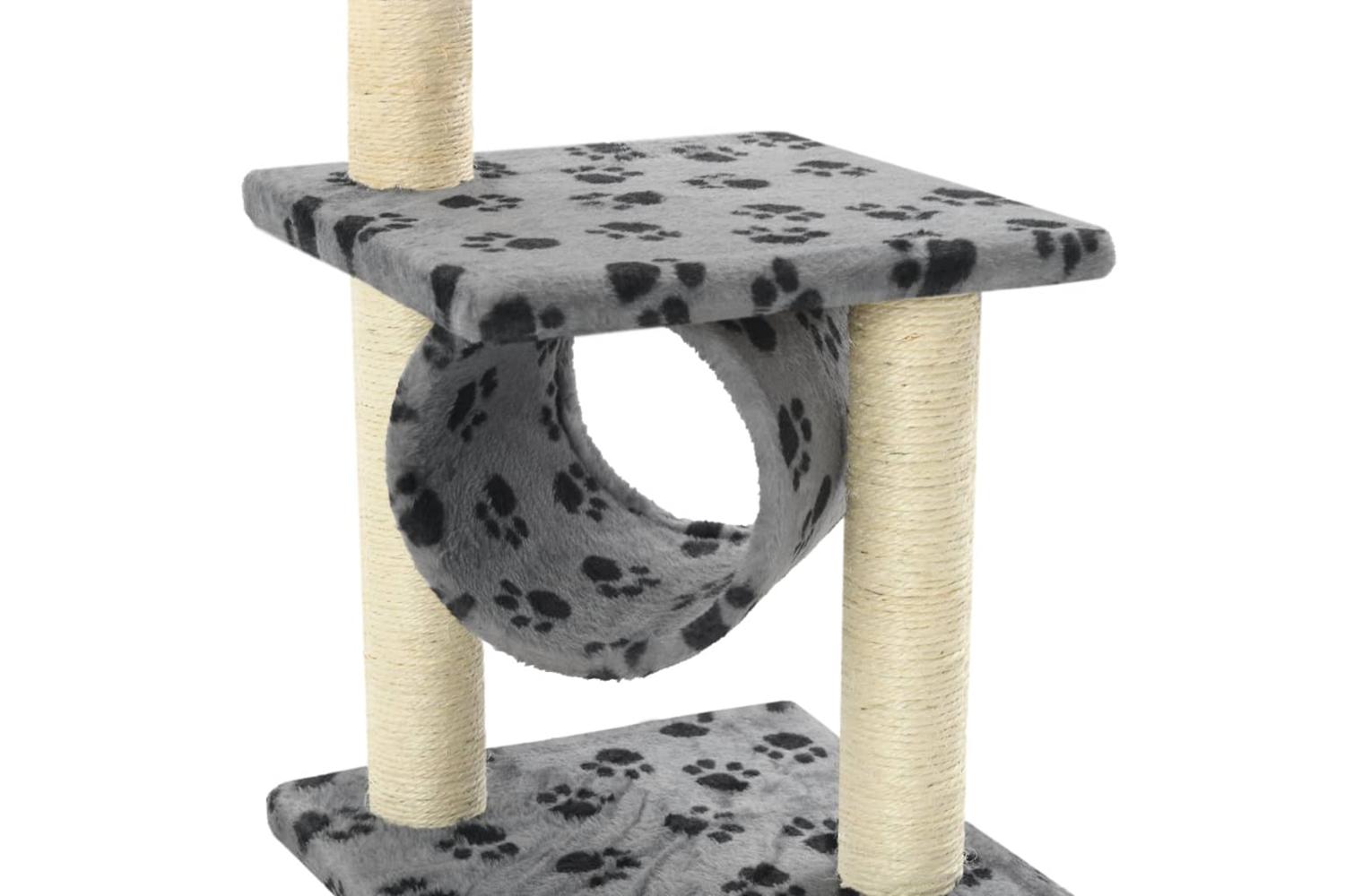 Cat Tree With Sisal Scratching Posts 65 Cm Grey Paw Print-5