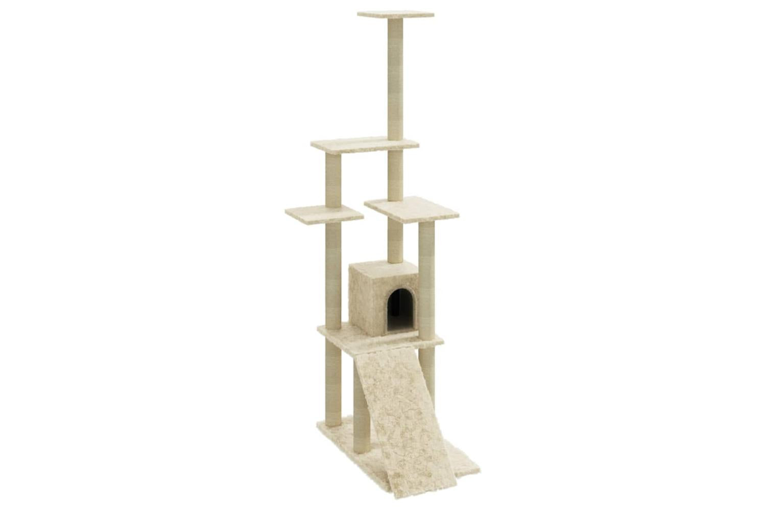 Cat Tree With Sisal Scratching Posts Cream 155 Cm-2