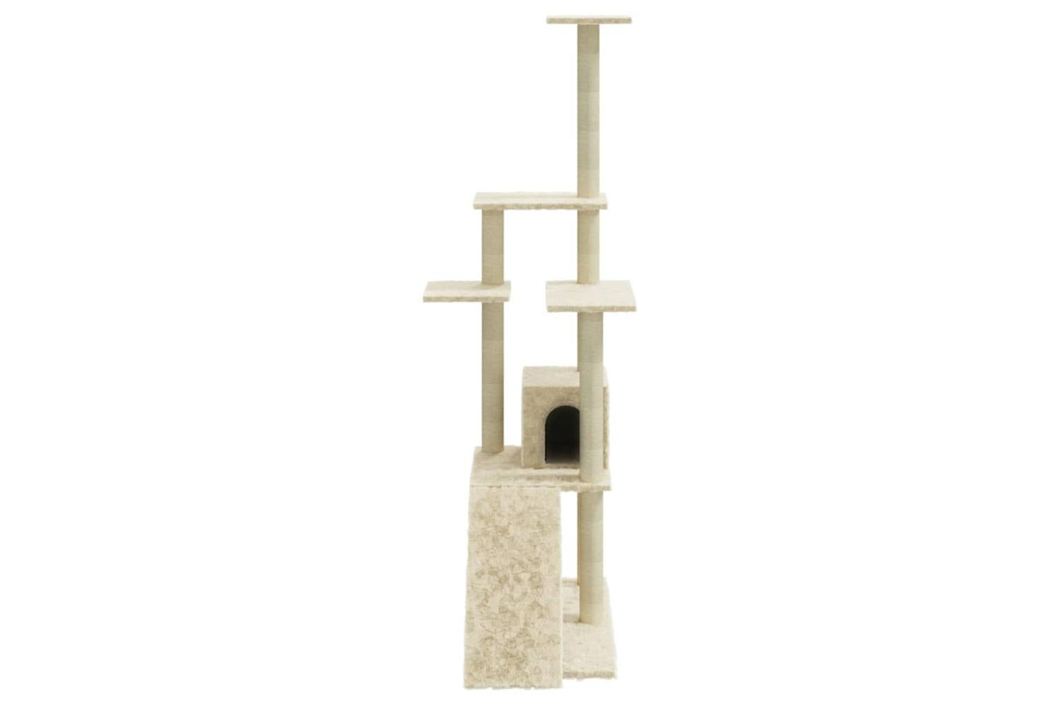 Cat Tree With Sisal Scratching Posts Cream 155 Cm-5