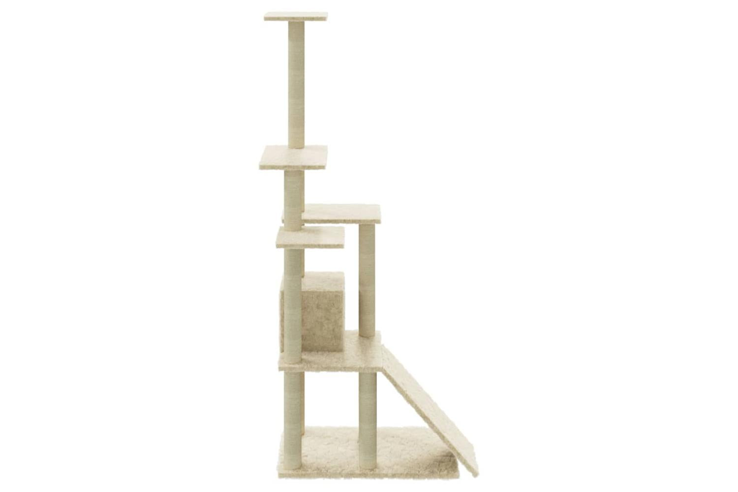 Cat Tree With Sisal Scratching Posts Cream 155 Cm-6