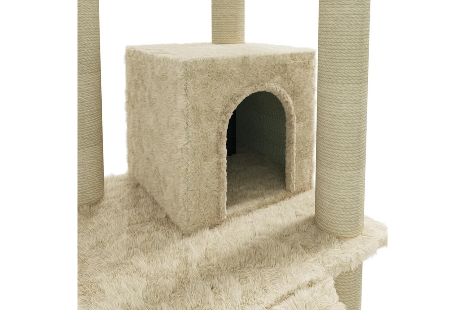 Cat Tree With Sisal Scratching Posts Cream 155 Cm-7