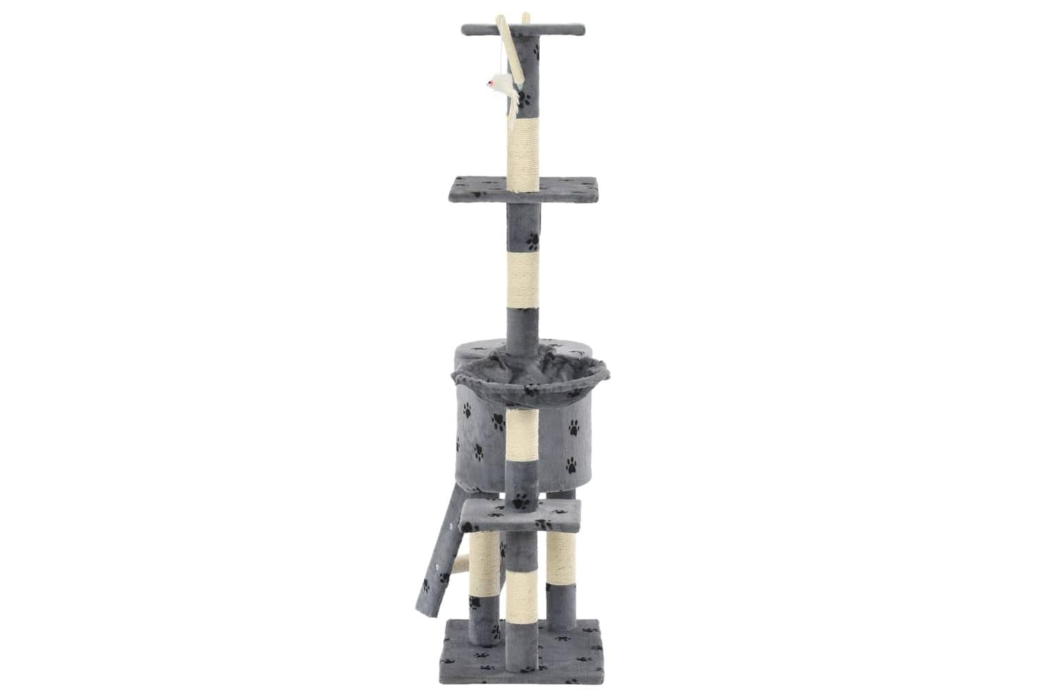 Cat Tree With Sisal Scratching Posts 138 Cm Grey Paw Prints-5