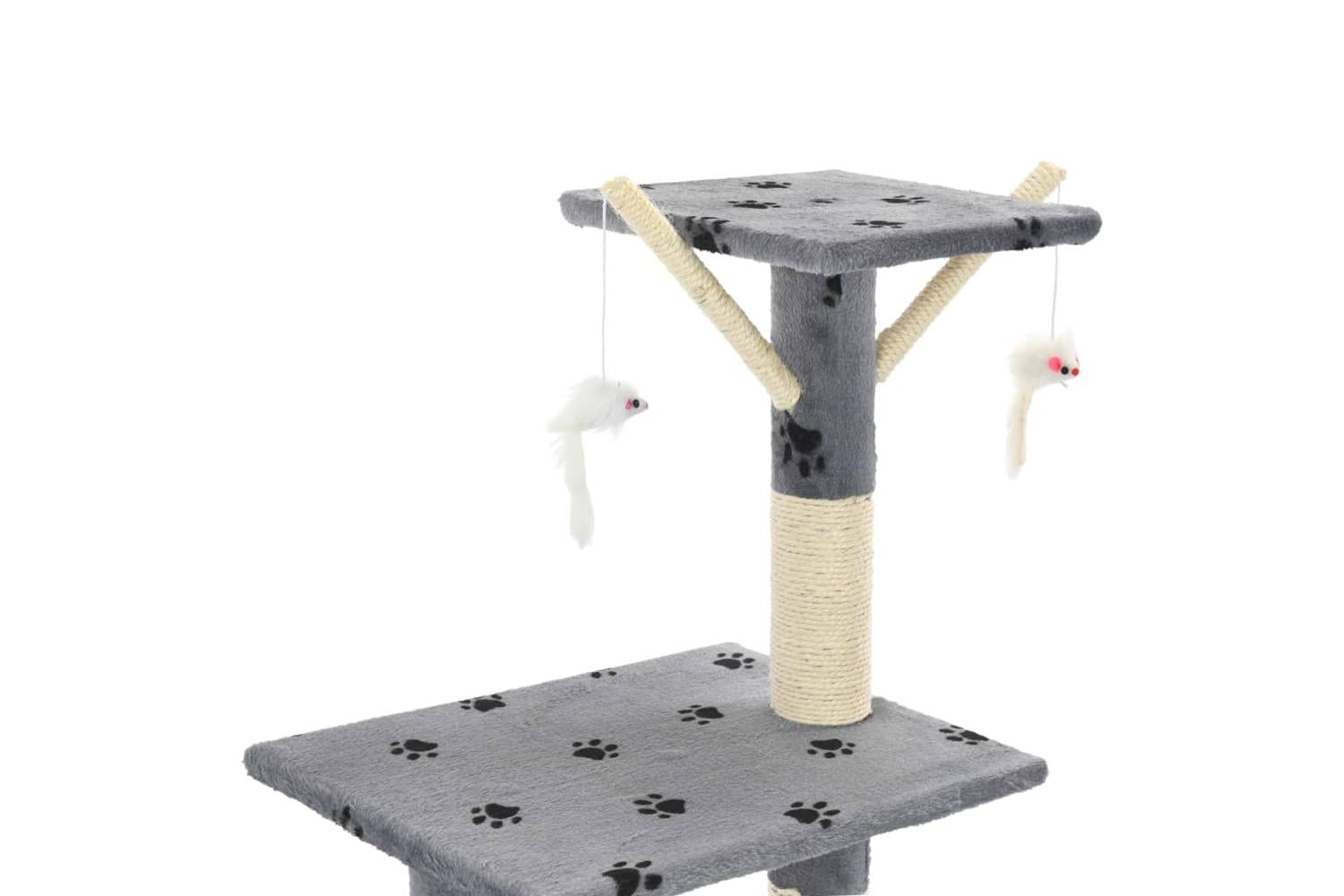 Cat Tree With Sisal Scratching Posts 138 Cm Grey Paw Prints-6