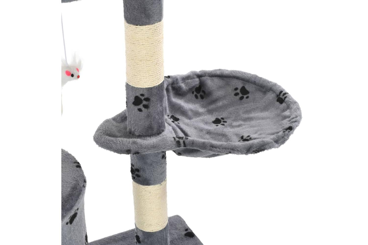 Cat Tree With Sisal Scratching Posts 138 Cm Grey Paw Prints-7