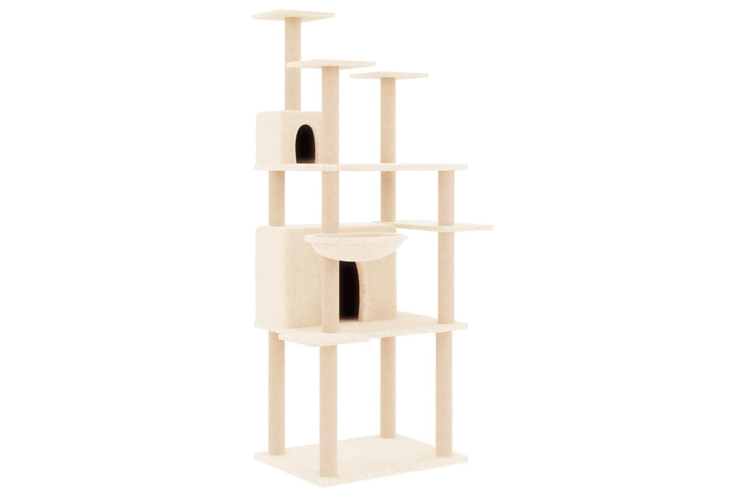 Cat Tree With Sisal Scratching Posts Cream 166 Cm-2