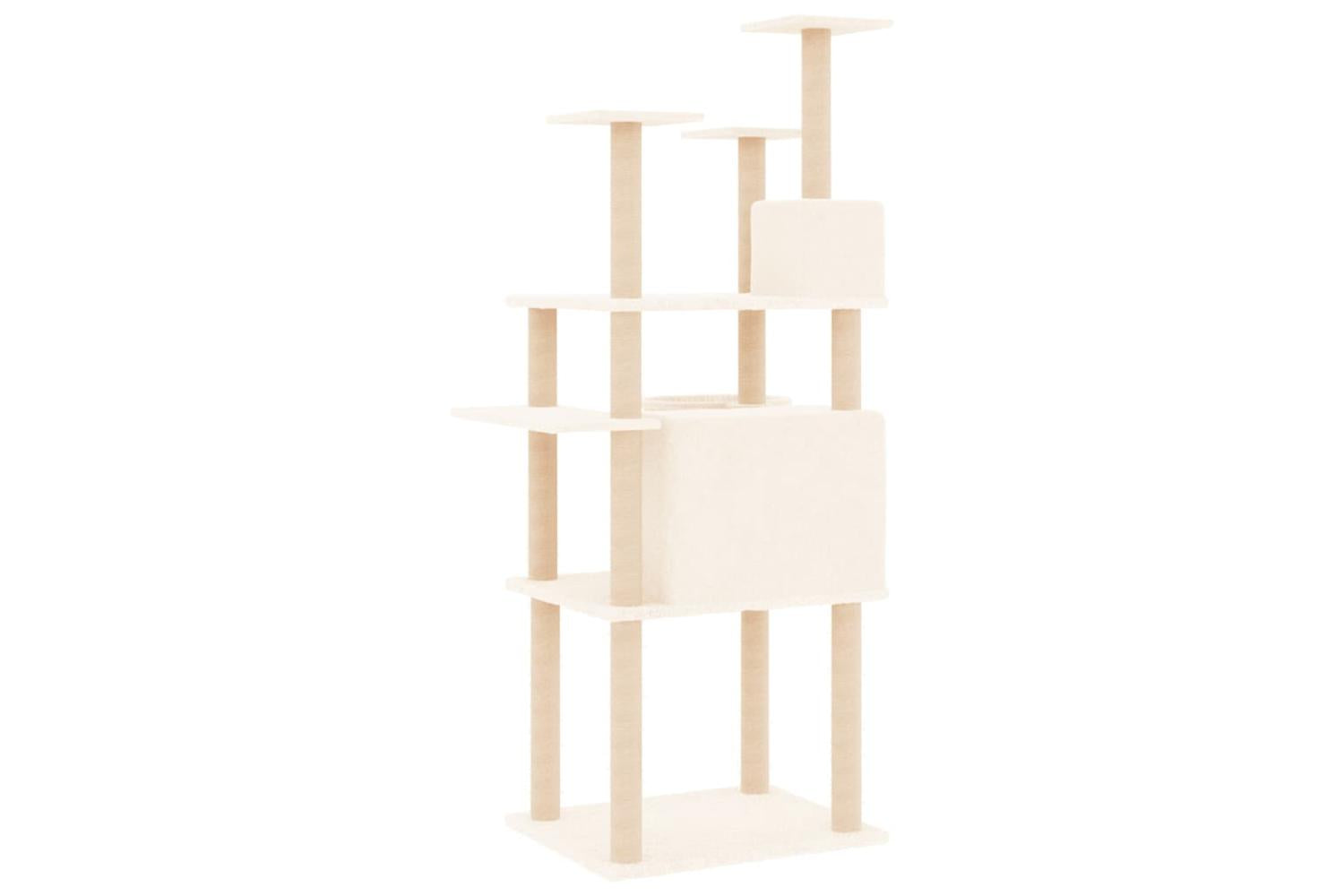 Cat Tree With Sisal Scratching Posts Cream 166 Cm-5