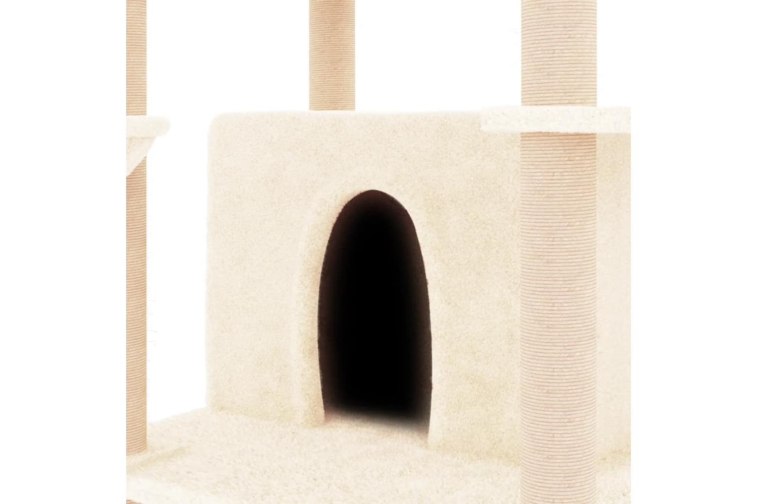 Cat Tree With Sisal Scratching Posts Cream 166 Cm-6