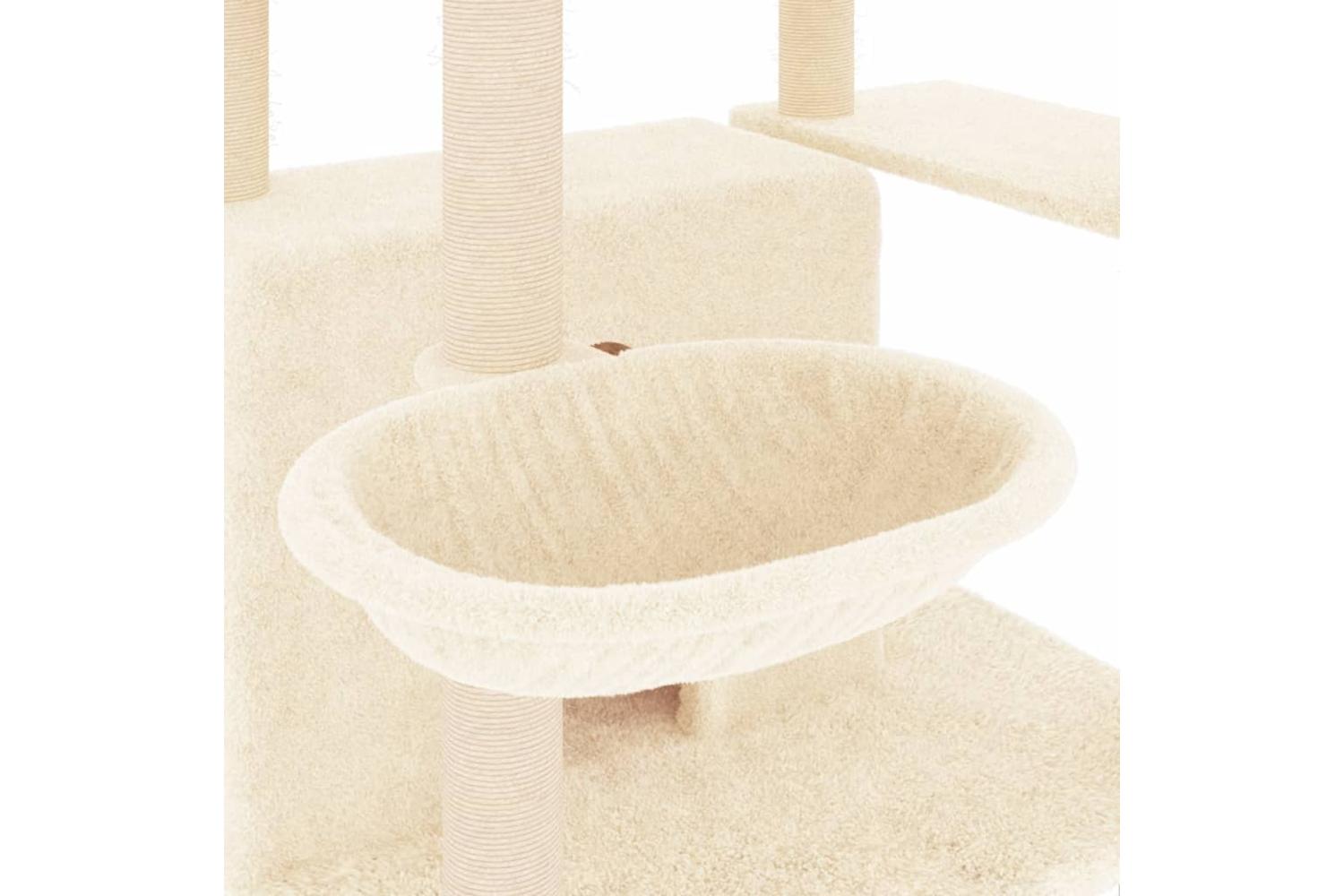 Cat Tree With Sisal Scratching Posts Cream 166 Cm-7