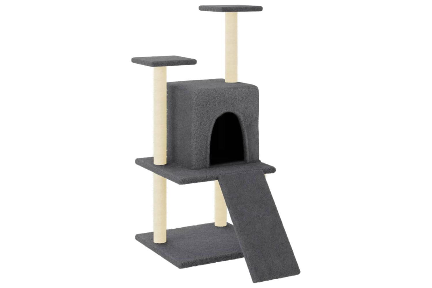 Cat Tree With Sisal Scratching Posts Dark Grey 110 Cm-2