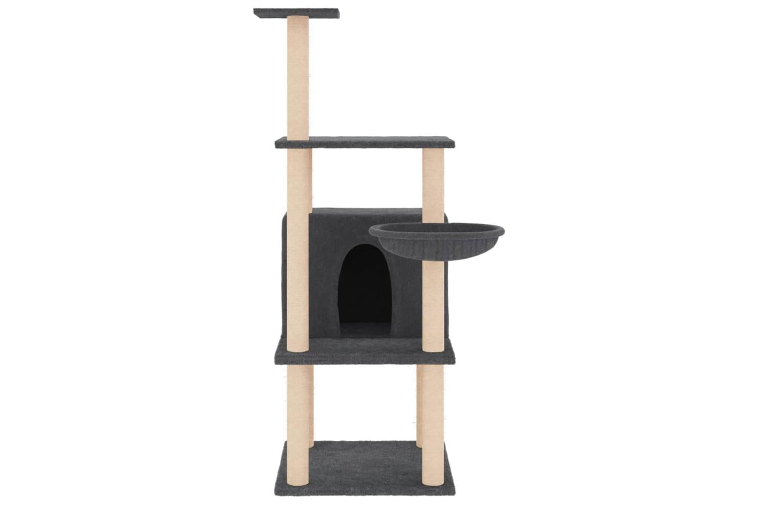 Cat Tree With Sisal Scratching Posts Dark Grey 132 Cm-3