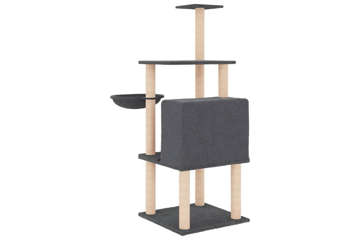 Cat Tree With Sisal Scratching Posts Dark Grey 132 Cm-5