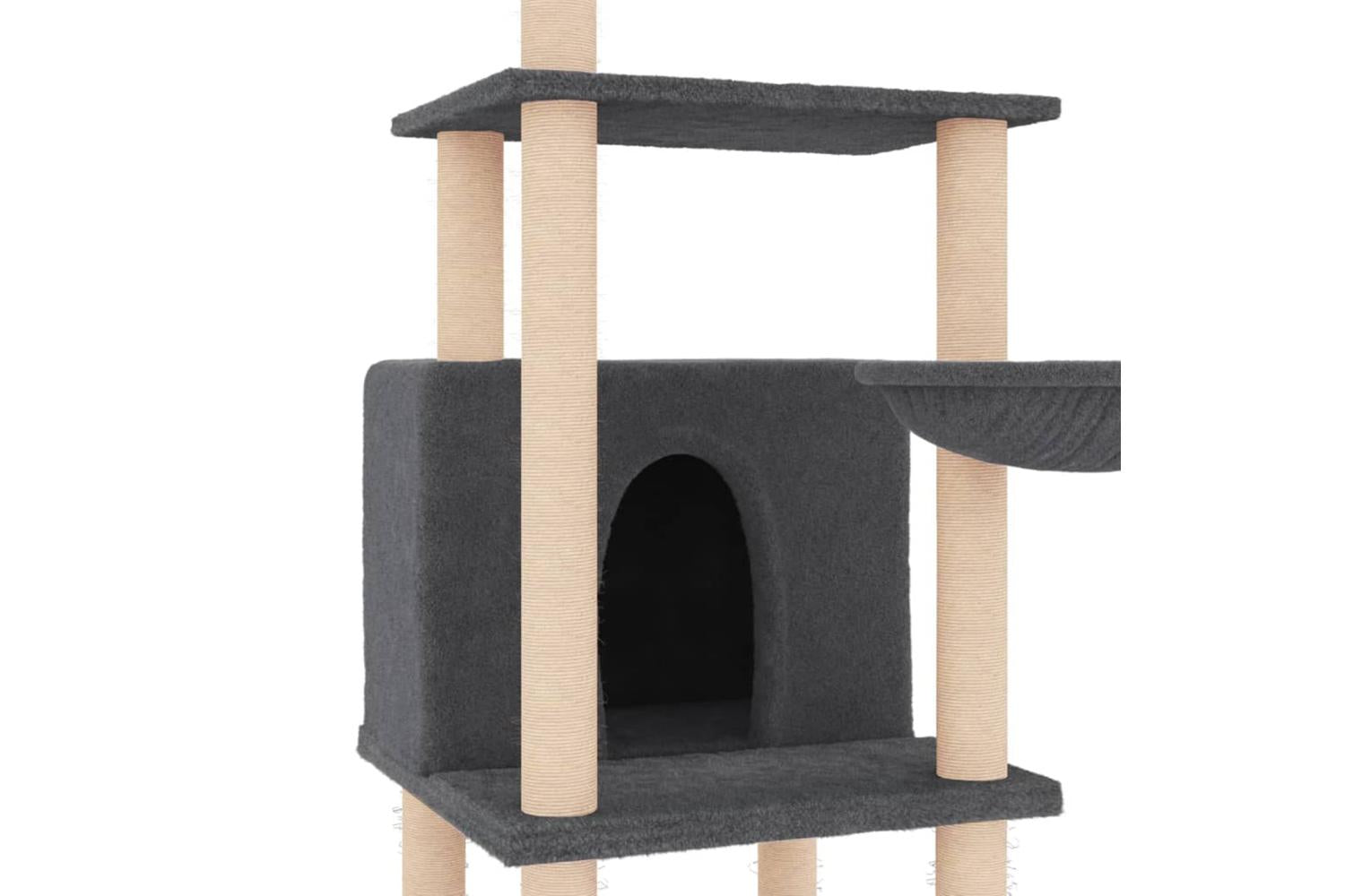 Cat Tree With Sisal Scratching Posts Dark Grey 132 Cm-6