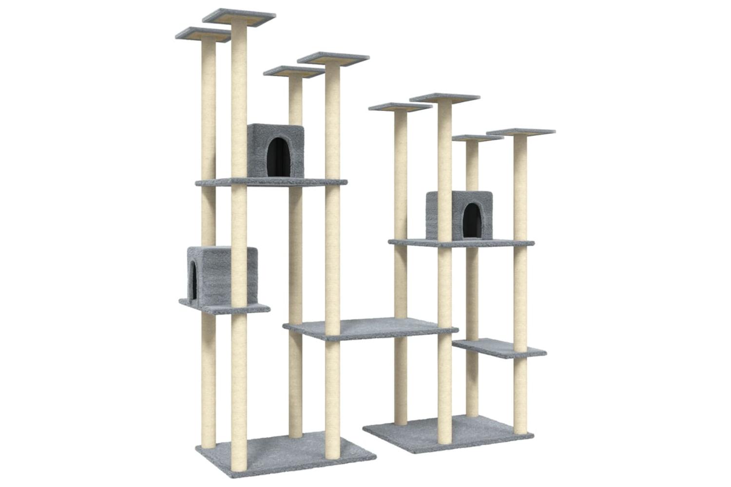 Cat Tree With Sisal Scratching Posts Light Grey 174 Cm-2