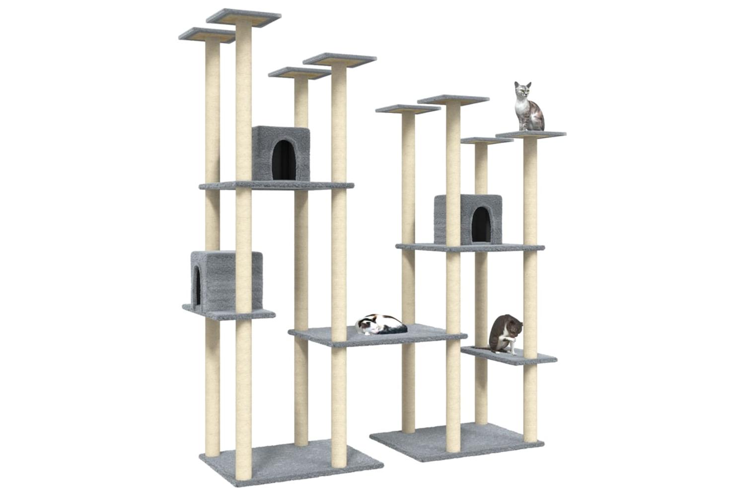 Cat Tree With Sisal Scratching Posts Light Grey 174 Cm-3