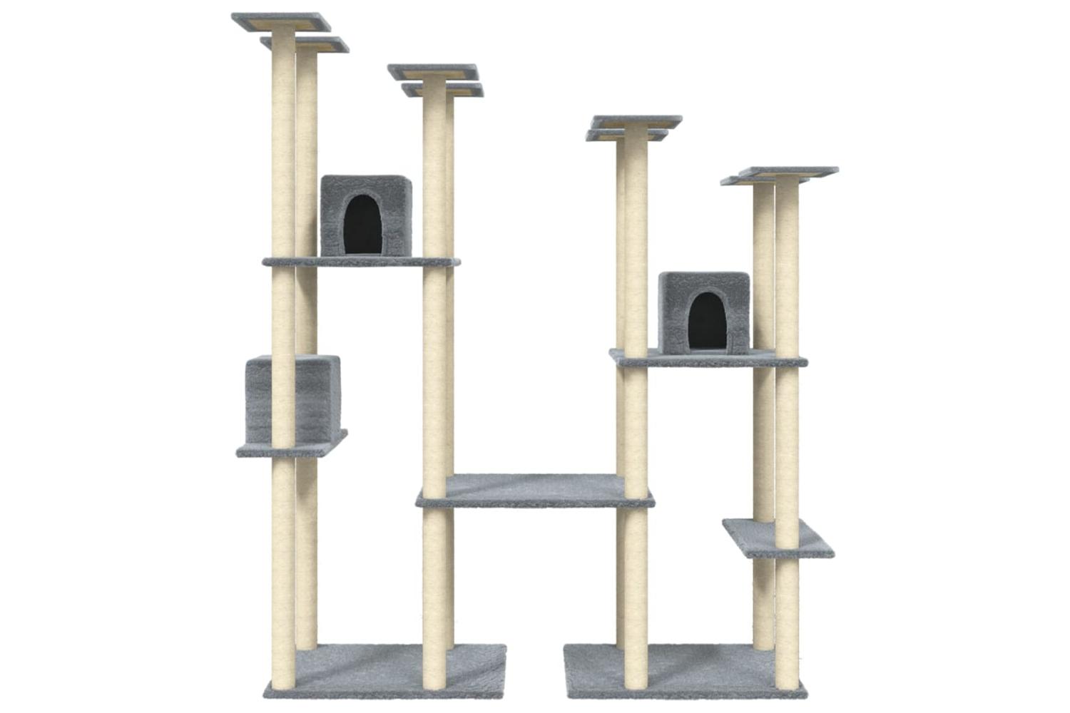 Cat Tree With Sisal Scratching Posts Light Grey 174 Cm-4