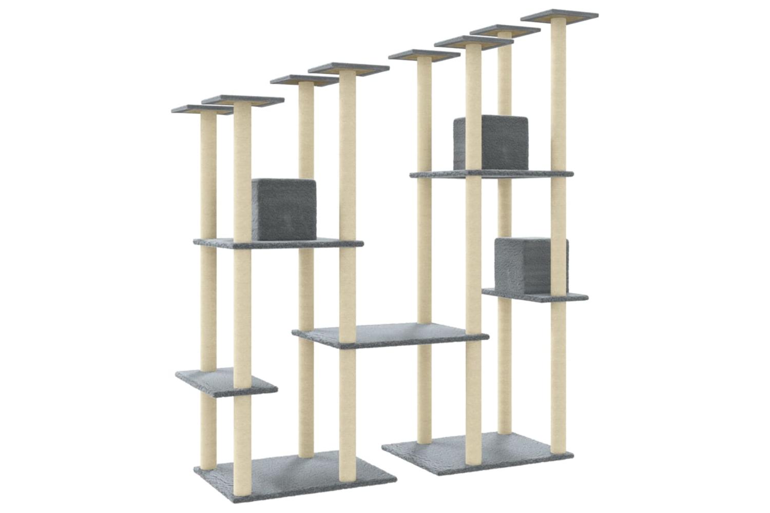 Cat Tree With Sisal Scratching Posts Light Grey 174 Cm-6