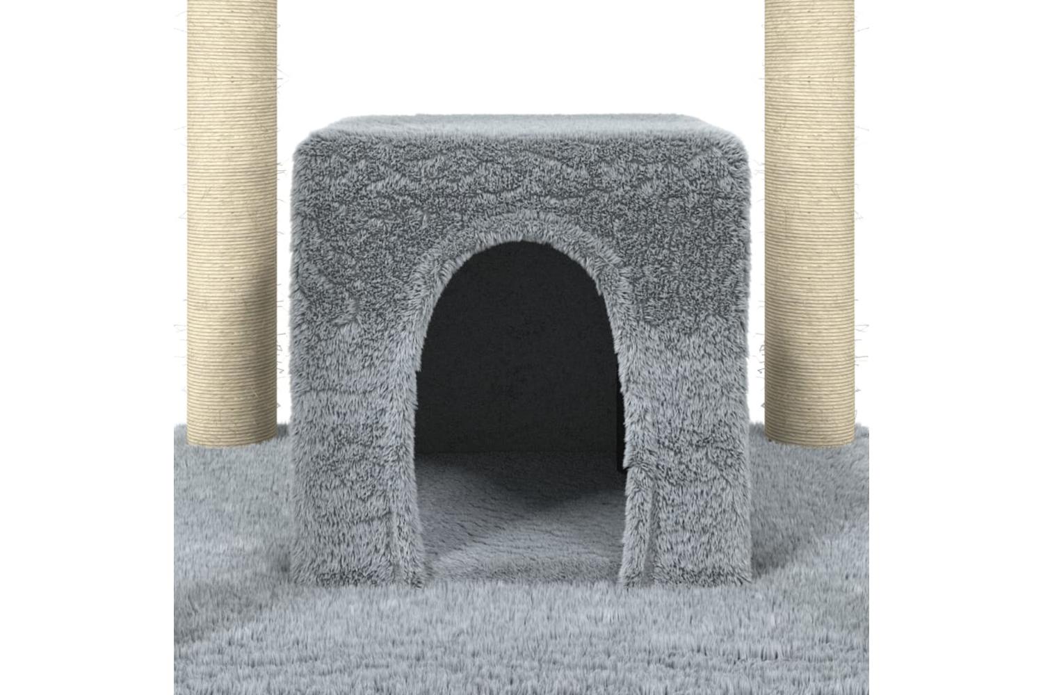 Cat Tree With Sisal Scratching Posts Light Grey 174 Cm-7