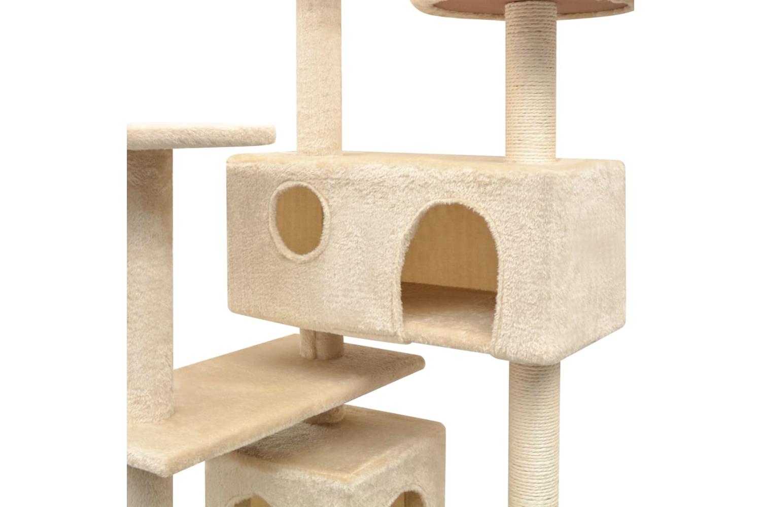 Cat Tree With Sisal Scratching Posts 125 Cm Beige-3