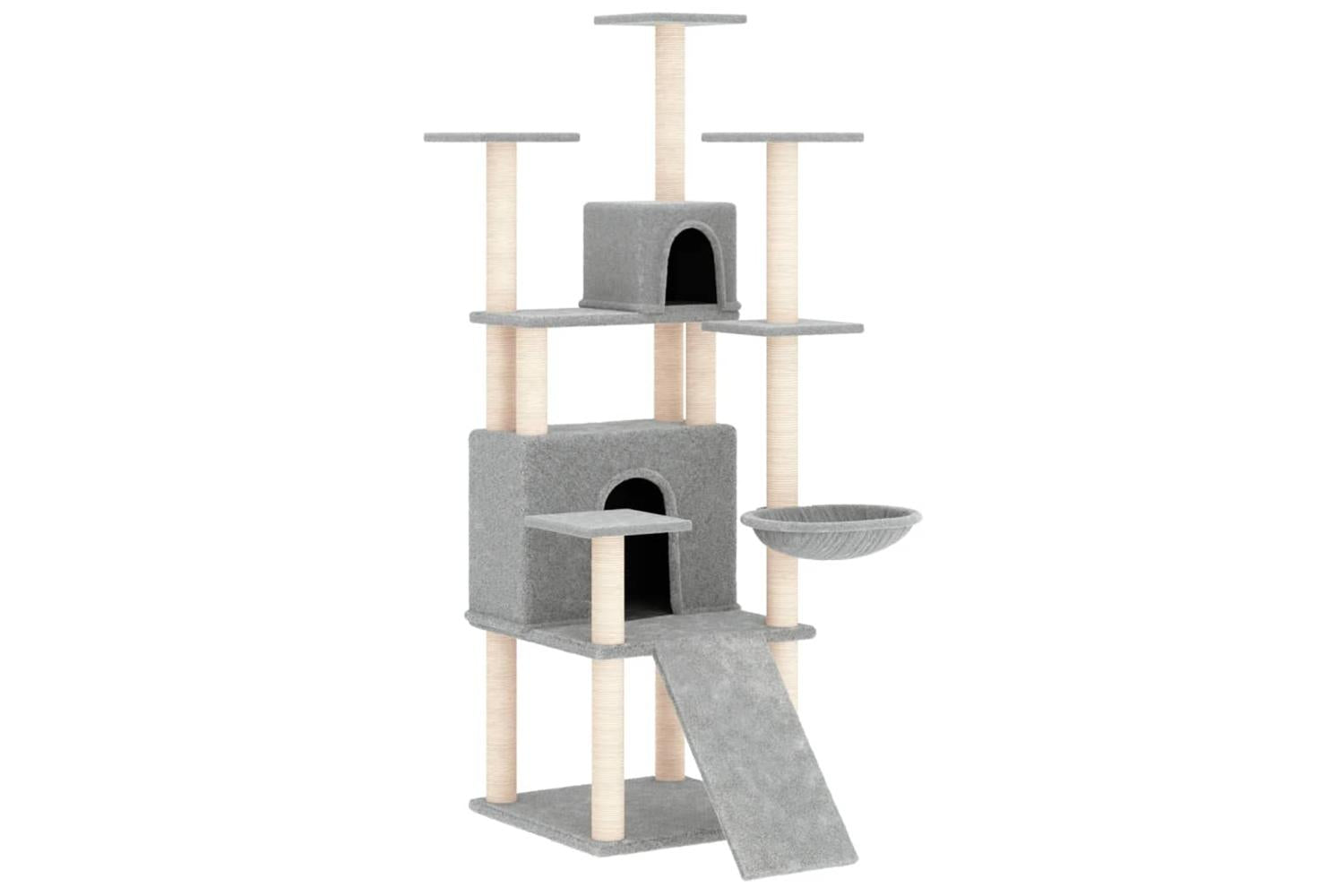 Cat Tree With Sisal Scratching Posts Light Grey 154 Cm-2