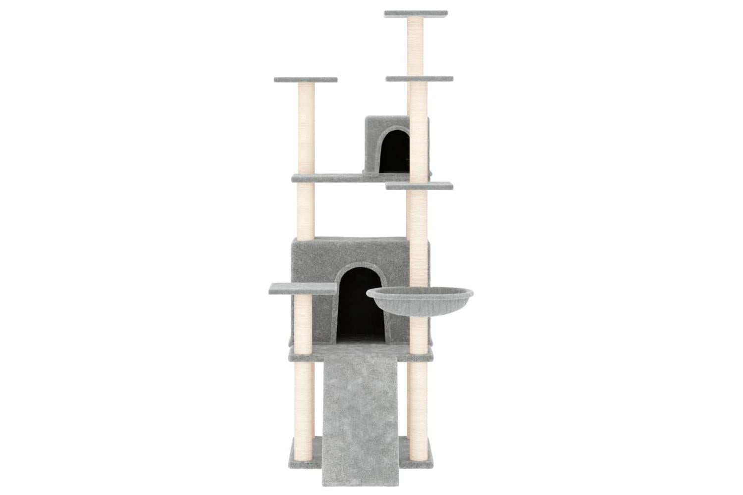 Cat Tree With Sisal Scratching Posts Light Grey 154 Cm-3