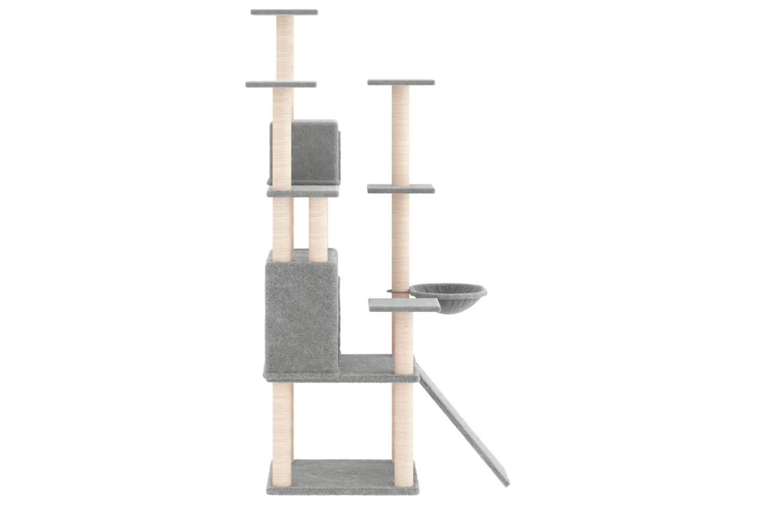 Cat Tree With Sisal Scratching Posts Light Grey 154 Cm-4