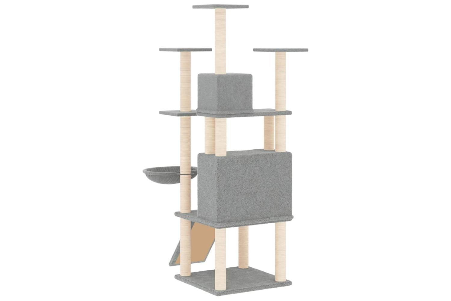 Cat Tree With Sisal Scratching Posts Light Grey 154 Cm-5