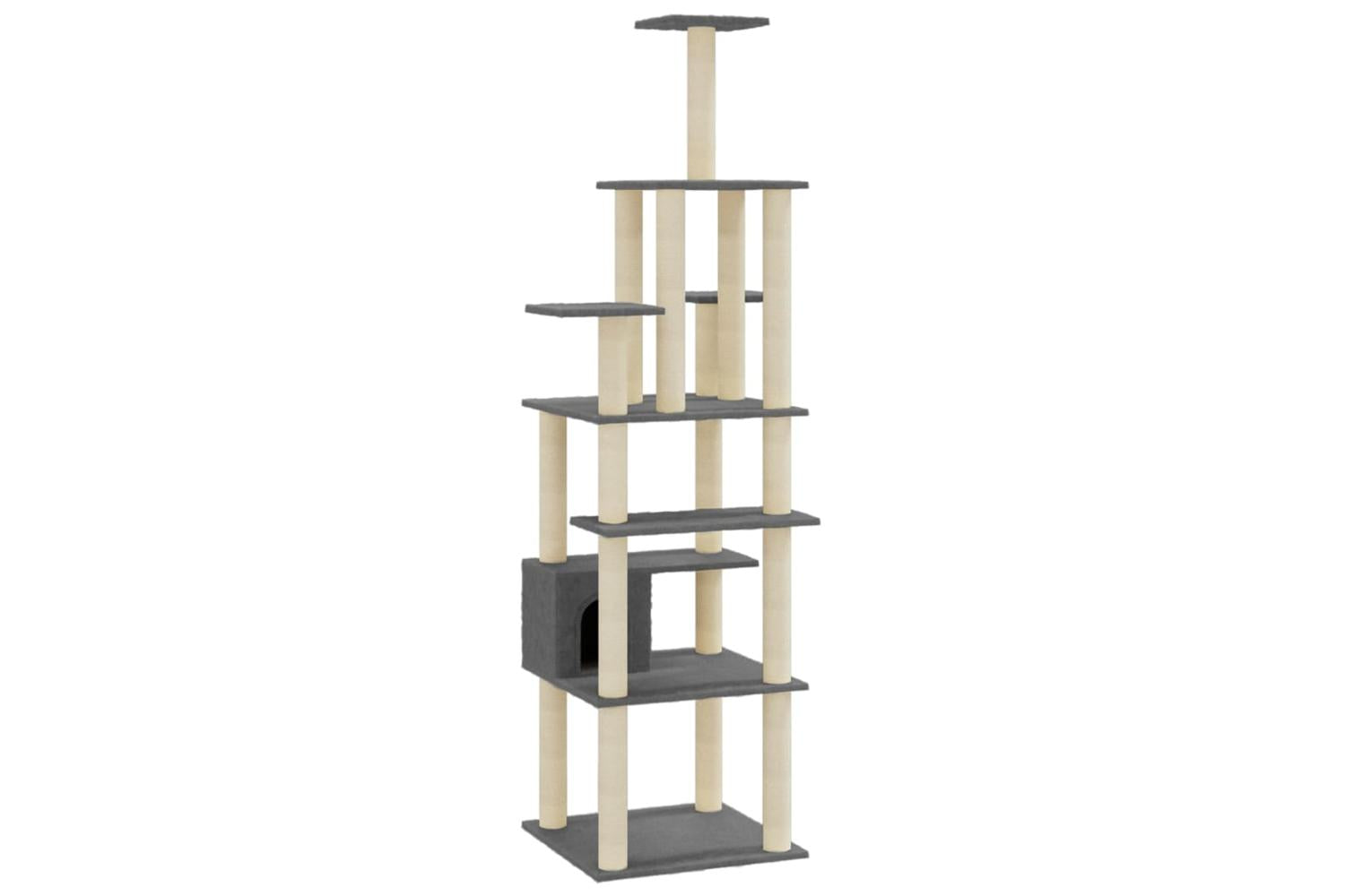 Cat Tree With Sisal Scratching Posts Dark Grey 183 Cm-2