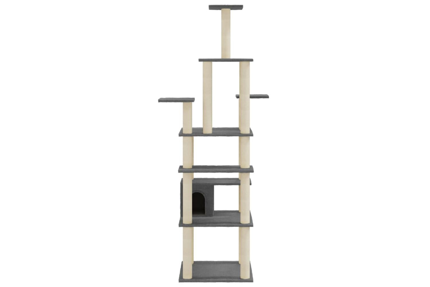 Cat Tree With Sisal Scratching Posts Dark Grey 183 Cm-4