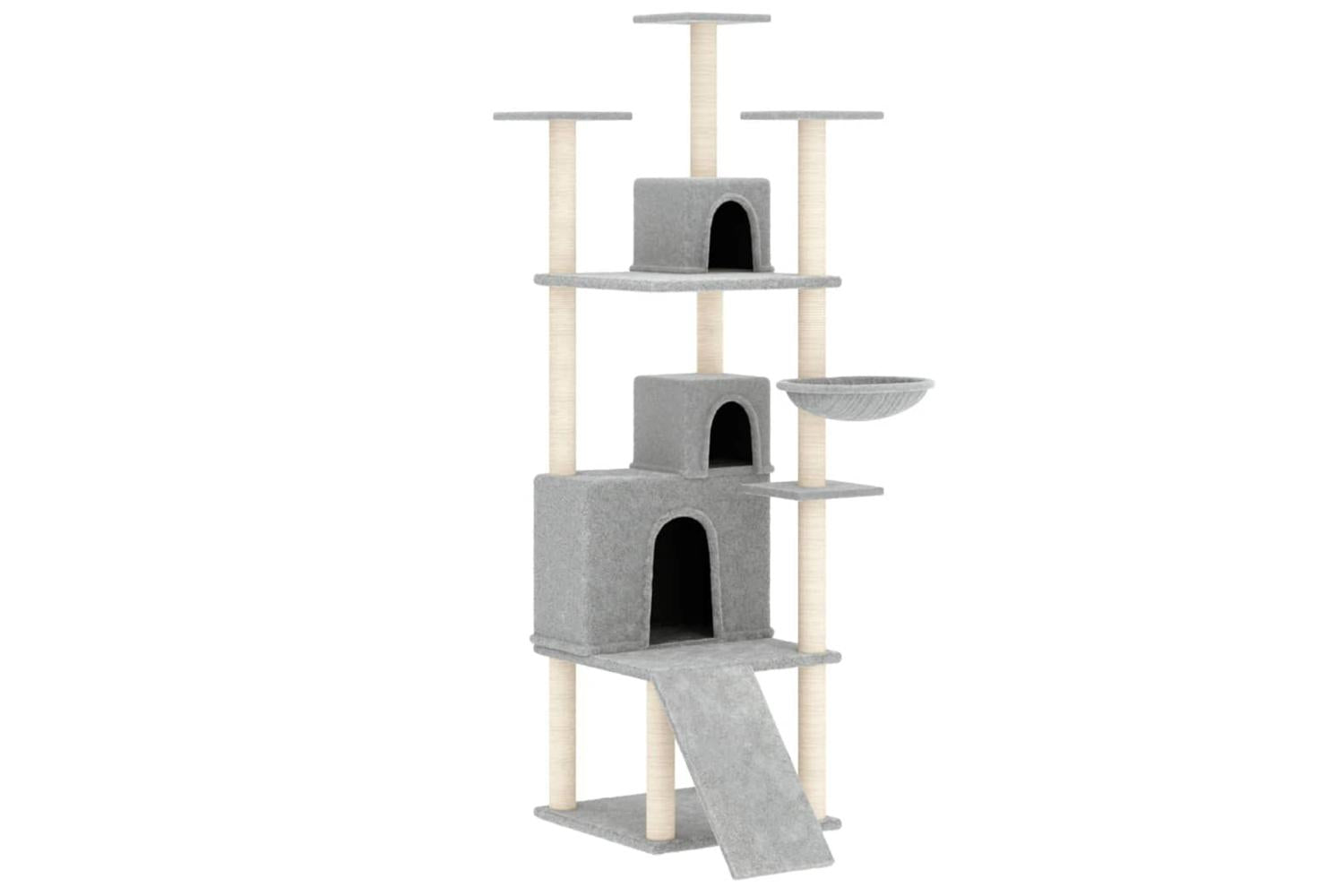 Cat Tree With Sisal Scratching Posts Light Grey 175 Cm-2