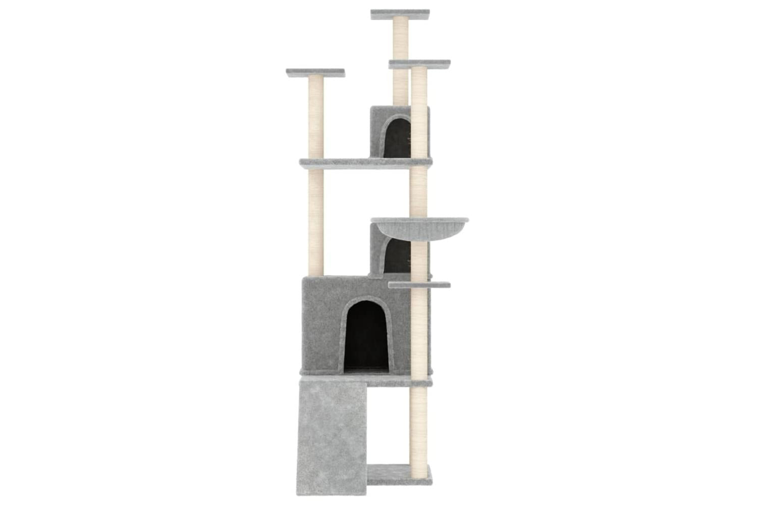Cat Tree With Sisal Scratching Posts Light Grey 175 Cm-3