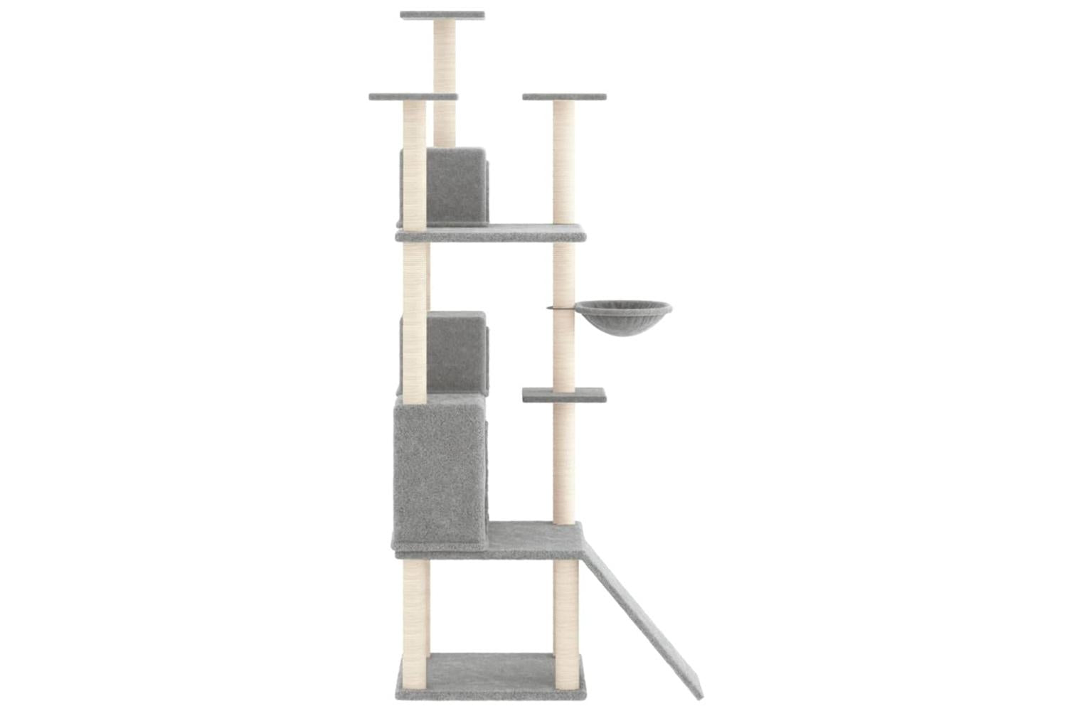 Cat Tree With Sisal Scratching Posts Light Grey 175 Cm-4