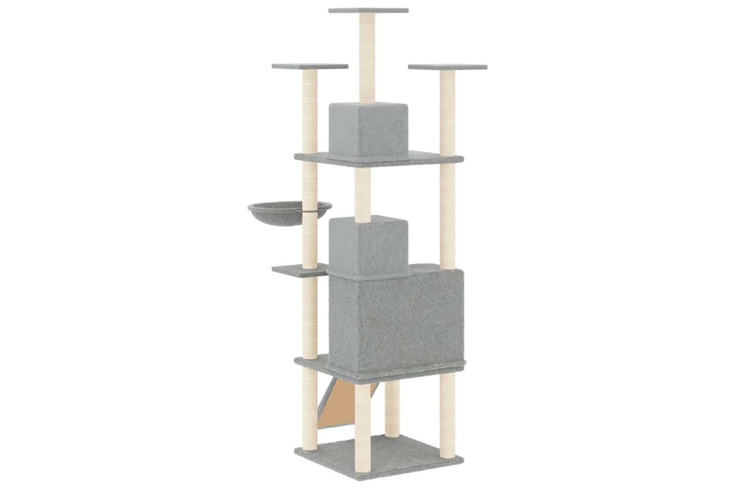Cat Tree With Sisal Scratching Posts Light Grey 175 Cm-5