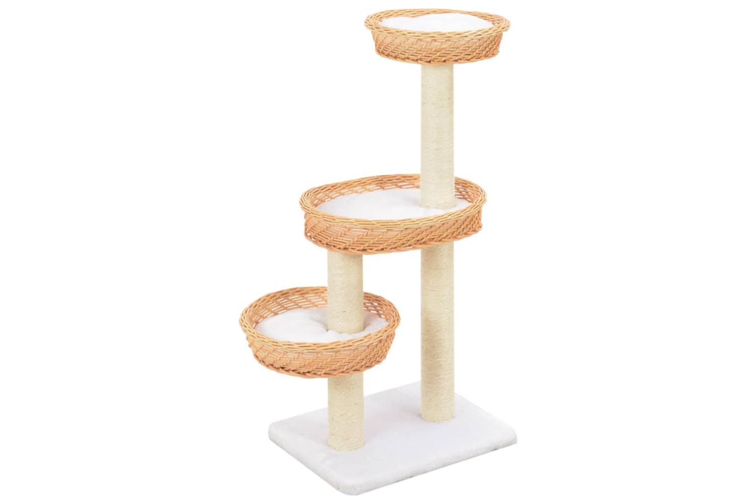 Cat Tree With Sisal Scratching Post Natural Willow Wood