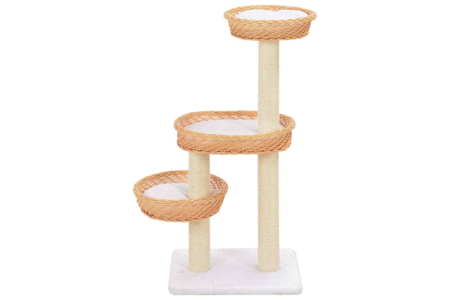 Cat Tree With Sisal Scratching Post Natural Willow Wood-2
