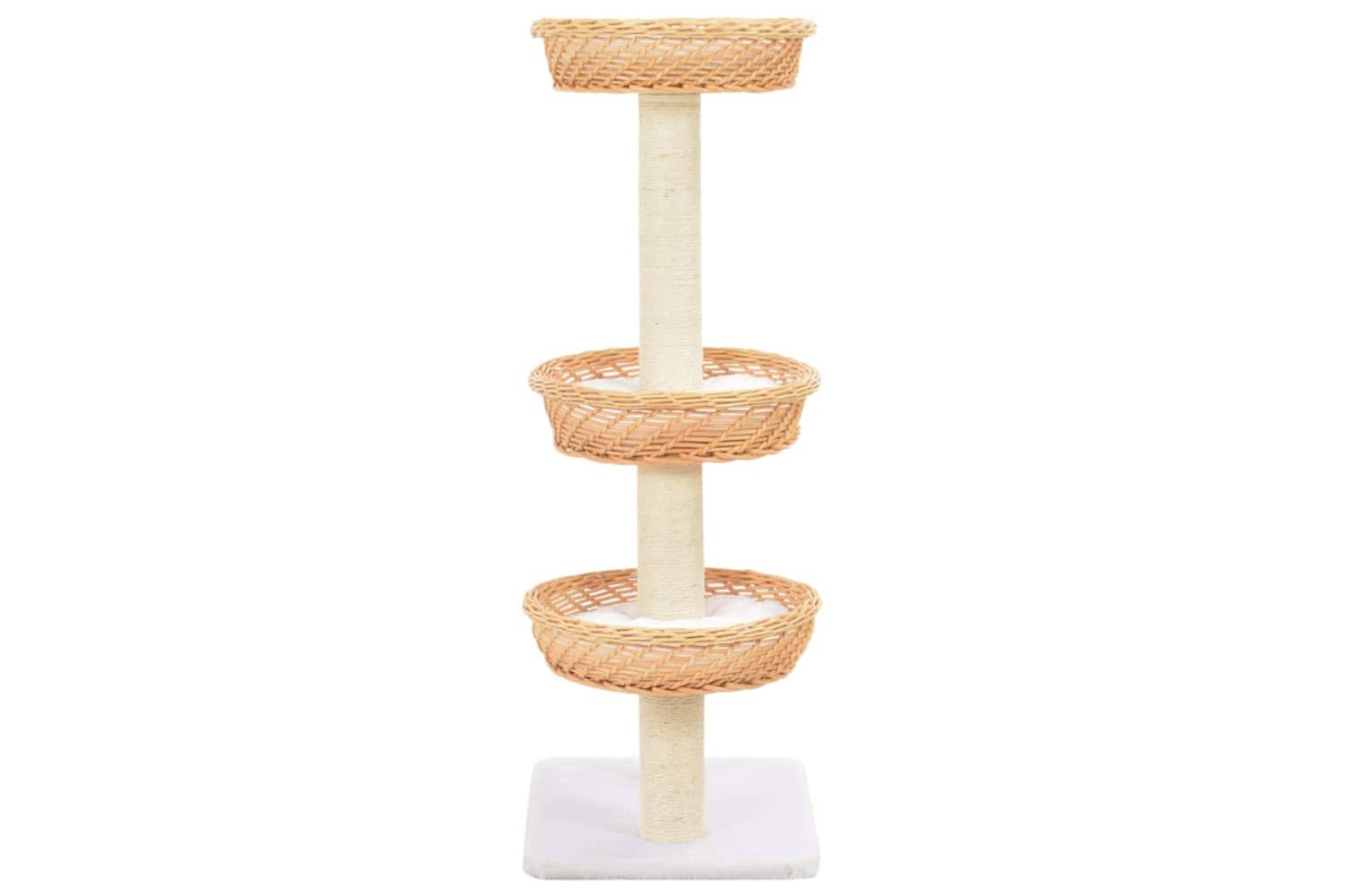 Cat Tree With Sisal Scratching Post Natural Willow Wood-3