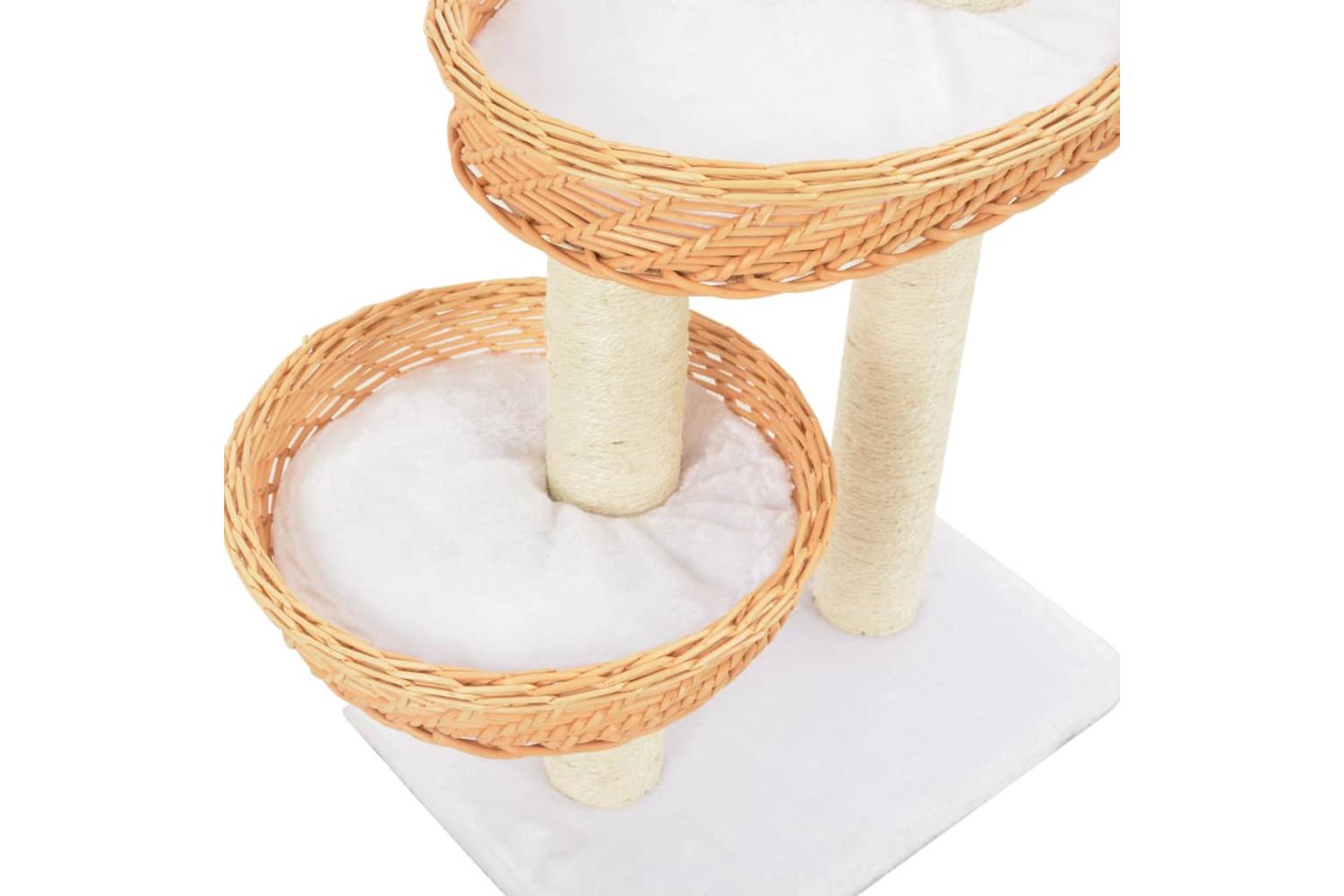 Cat Tree With Sisal Scratching Post Natural Willow Wood-4