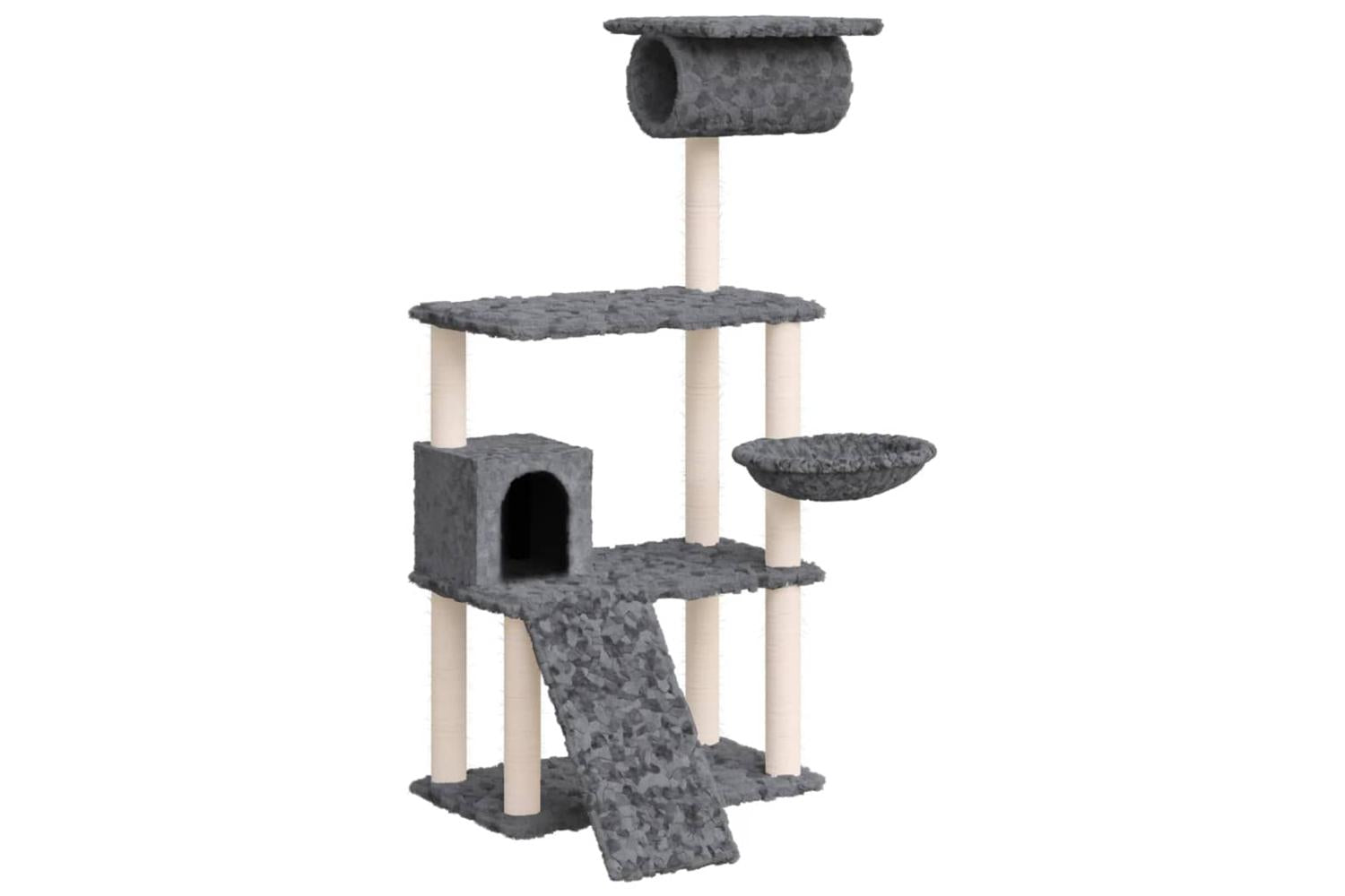 Cat Tree With Sisal Scratching Posts Dark Grey 131 Cm-2