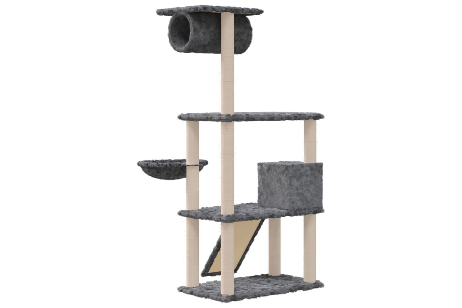 Cat Tree With Sisal Scratching Posts Dark Grey 131 Cm-5